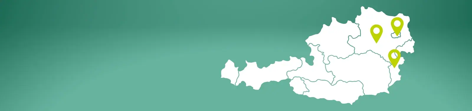 Karte von Österreich mit dem Einzugsgebiet rund um Wien, Niederösterreich und das Burgenland